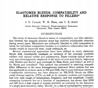 Elastomer Blends. Compatibility and Relative Response to Fillers