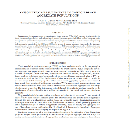 Anisometry Measurements in Carbon Black Aggregate Populations