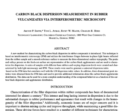 Carbon Black Dispersion Measurement in Rubber Vulcanizates via Interferometric Microscopy