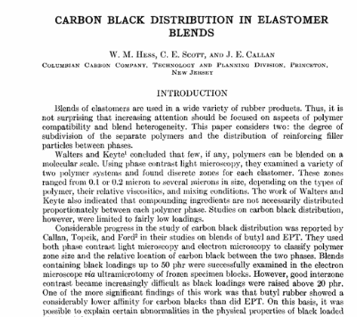 Carbon Black Distribution in Elastomer Blends