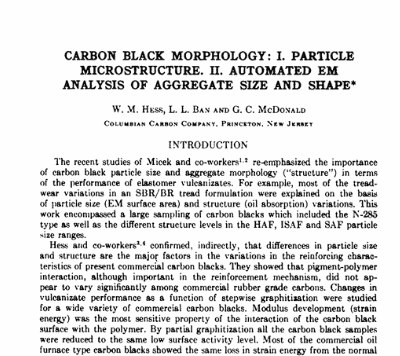 Carbon Black Morphology: I. Particle Microstructure. II. Automated EM Analysis of Aggregate Size and Shape