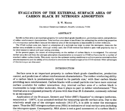 Evaluation of the External Surface Area of Carbon Black by Nitrogen Adsorption