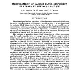 Measurement of Carbon Black Dispersion in Rubber by Surface Analysis