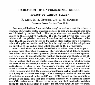 Oxidation of Unvulcanized Rubber