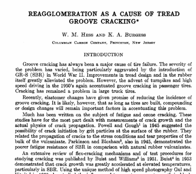 Re-agglomeration as a Cause of Tread Groove Cracking