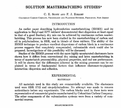 Solution Masterbatching Studies