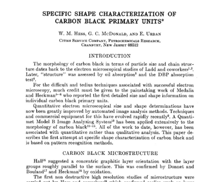 Specific Shape Characterization of Carbon Black Primary Units