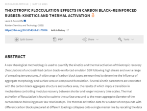 THIXOTROPIC FLOCCULATION EFFECTS IN CARBON BLACK–REINFORCED RUBBER: KINETICS AND THERMAL ACTIVATION