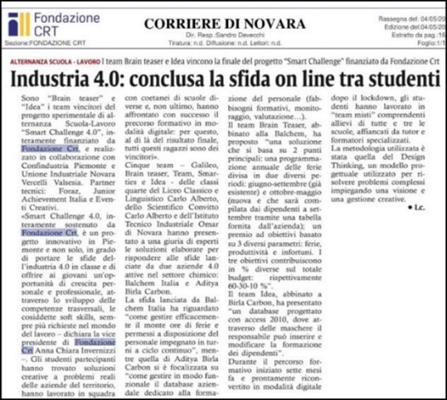 Birla Carbon Italy awards students for demonstrating innovative soft skills in the 'Smart Challenge' project1