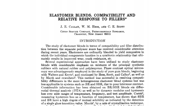 Elastomer Blends. Compatibility and Relative Response to Fillers