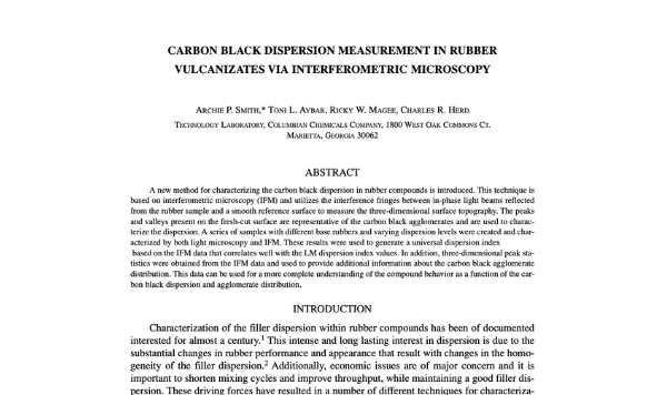 Medición de la dispersión del negro de carbono en vulcanizaciones de caucho mediante microscopia interferométrica