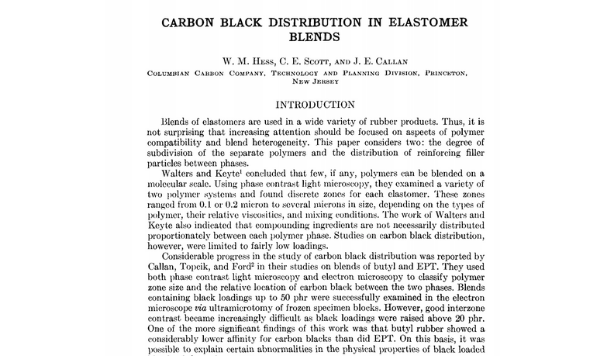 Carbon Black Distribution in Elastomer Blends