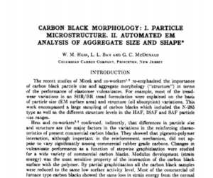 Morfología de negro de carbón: I. Microestructura de partículas. II. Análisis EM automatizado de tamaño agregado y forma