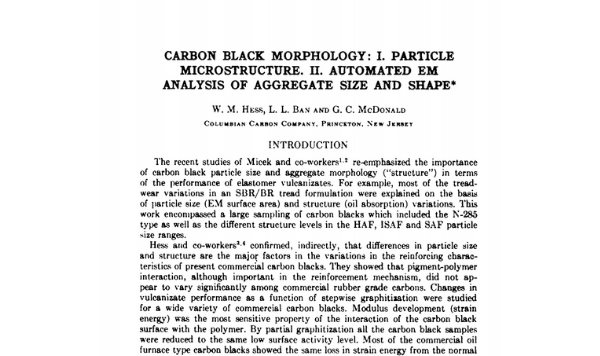 Morfología de negro de carbón: I. Microestructura de partículas. II. Análisis EM automatizado de tamaño agregado y forma