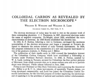 Carbono coloidal demonstrado pelo microscópio eletrônico