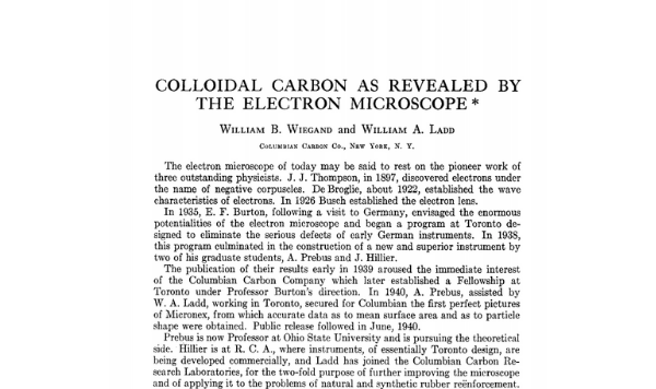Carbono coloidal demonstrado pelo microscópio eletrônico