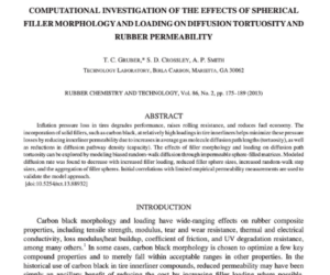 Investigación computacional de los efectos de la morfología de relleno esférico y la carga en la tortuosidad de la difusión y la permeabilidad del caucho