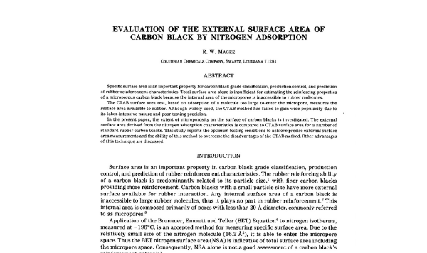 Evaluation of the External Surface Area of Carbon Black by Nitrogen Adsorption