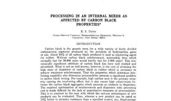 Processing in an Internal Mixer as Affected by Carbon Black Properties