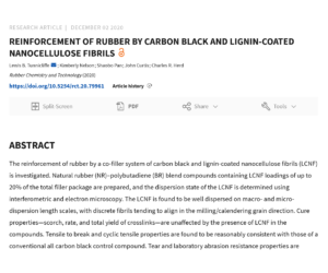 Refuerzo de caucho con negro de carbono y fibrillas de nanocelulosa revestida de lignina
