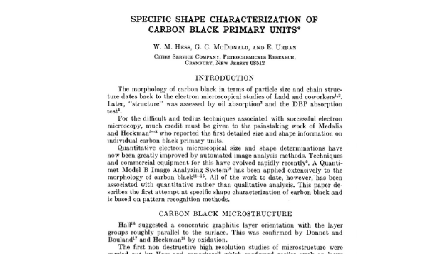 Specific Shape Characterization of Carbon Black Primary Units