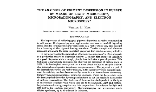 Análisis de la dispersión de pigmentos en caucho mediante microscopia lumínica, microrradiografía y microscopia de electrones