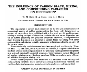 A influência do negro de fumo, mistura e variáreis da preparação do composto na dispersão.