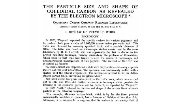 Tamaño y forma de las partículas de carbono coloidal según revela un microscopio de electrones