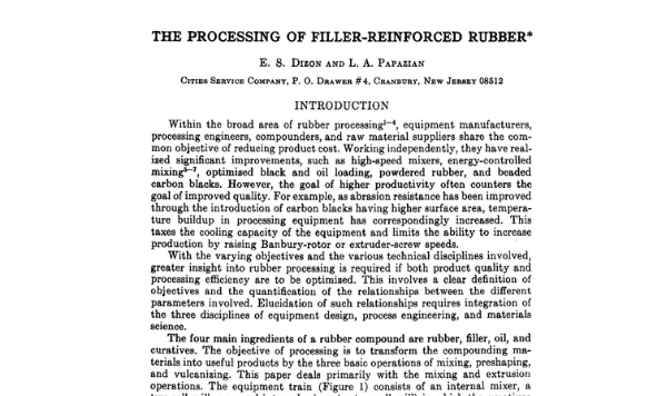 The Processing of Filler-Reinforced Rubber