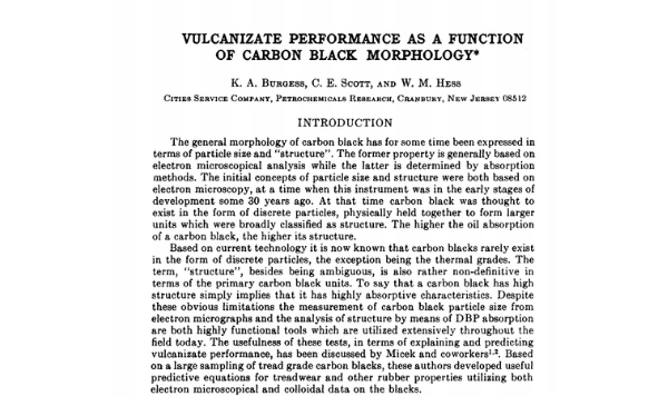 Vulcanizate Performance as a Function of Carbon Black Morphology